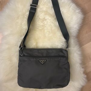 Prada tessuto nylon crossbody messenger bag grey